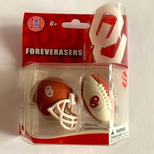 BRAND NEW IN BOX University of Oklahoma football & helmet erasers. Foreverasers